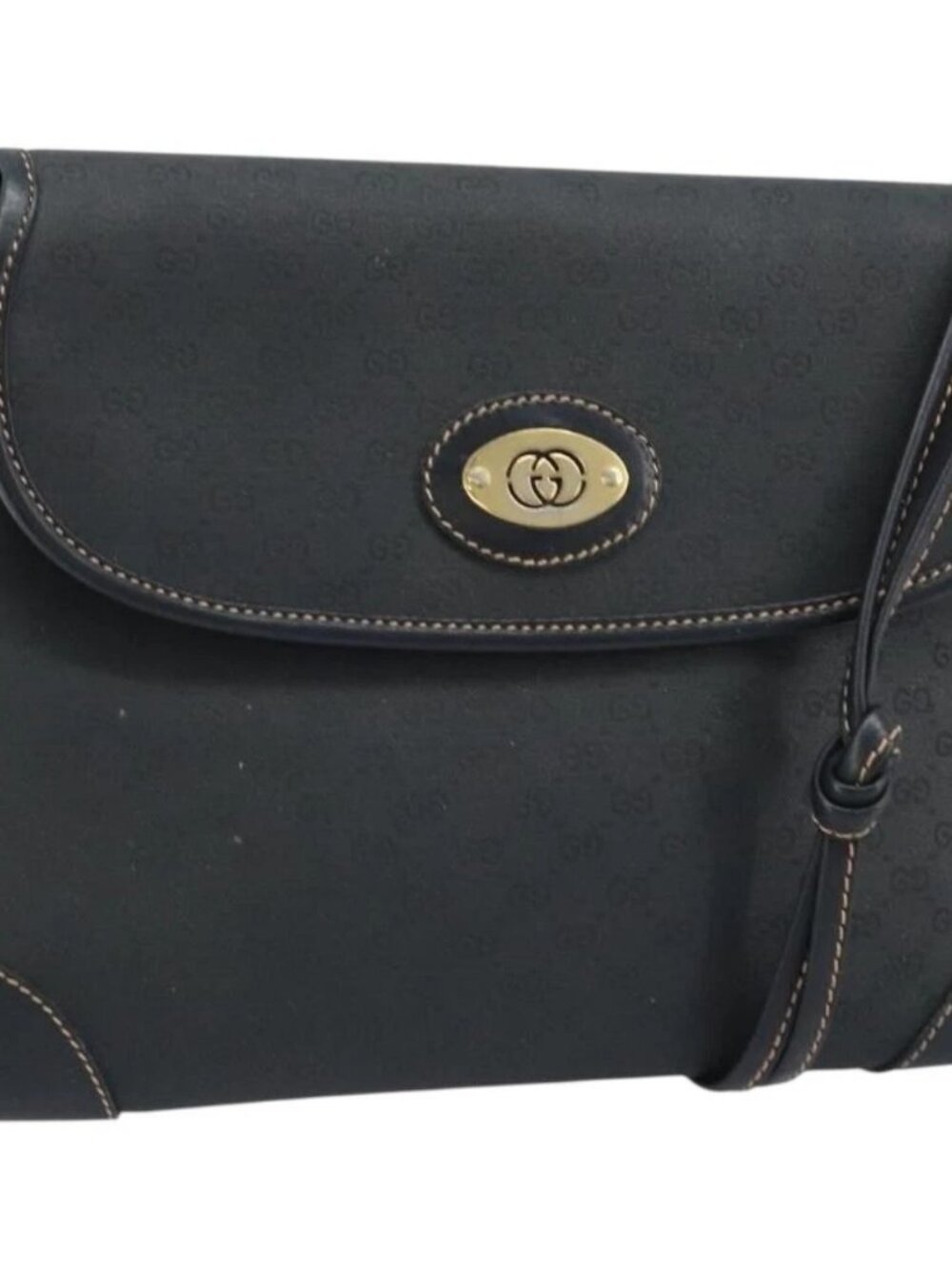 GUCCI Micro GG Supreme Shoulder Bag PVC Black Gold 007 92 5548 Auth 173860